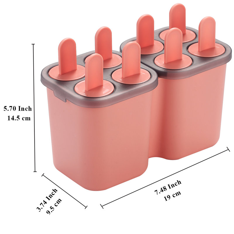 ASA Popsicles Molds, 8 Piece Ice Pop Mold, Reusable Easy Release Ice